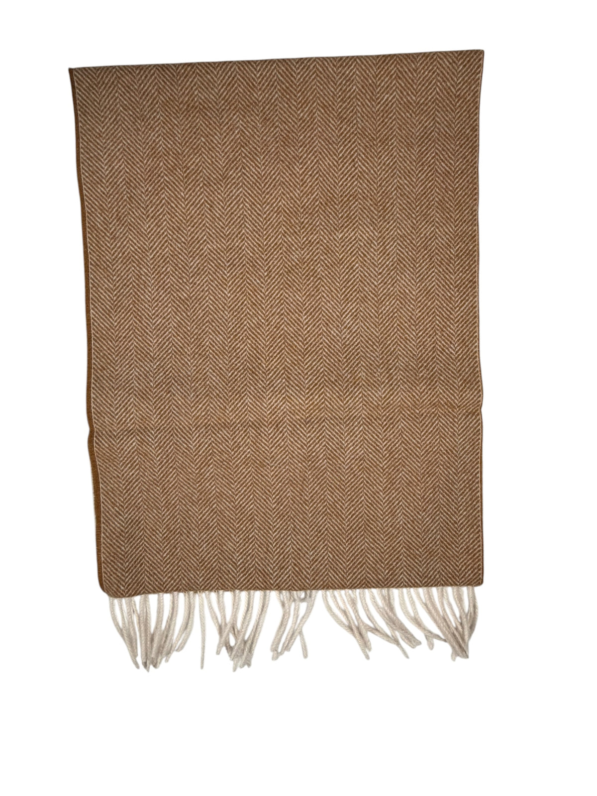 ALAN PAINE KINROSS CASHMERE HERRINGBONE SCARF - CAMEL