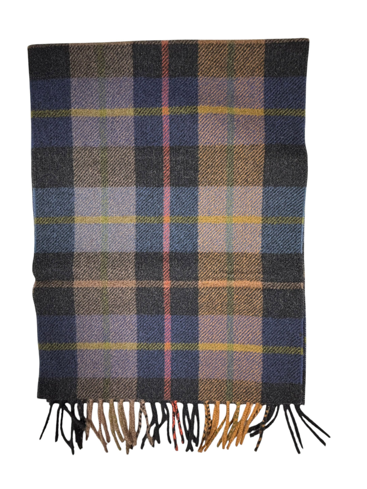 ALAN PAINE MANDALLY CASHMERE PLAID SCARF - INDIGO