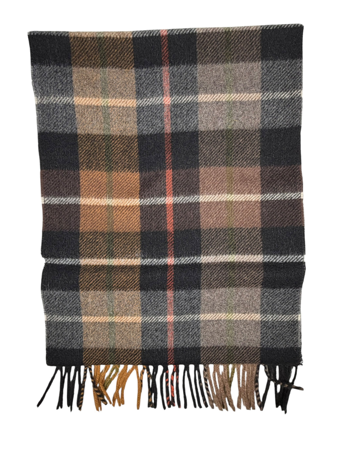 ALAN PAINE MANDALLY CASHMERE PLAID SCARF - BROWN