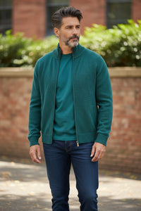 ALAN PAINE BALLATER 1/4 ZIP SWEATER - MALLARD