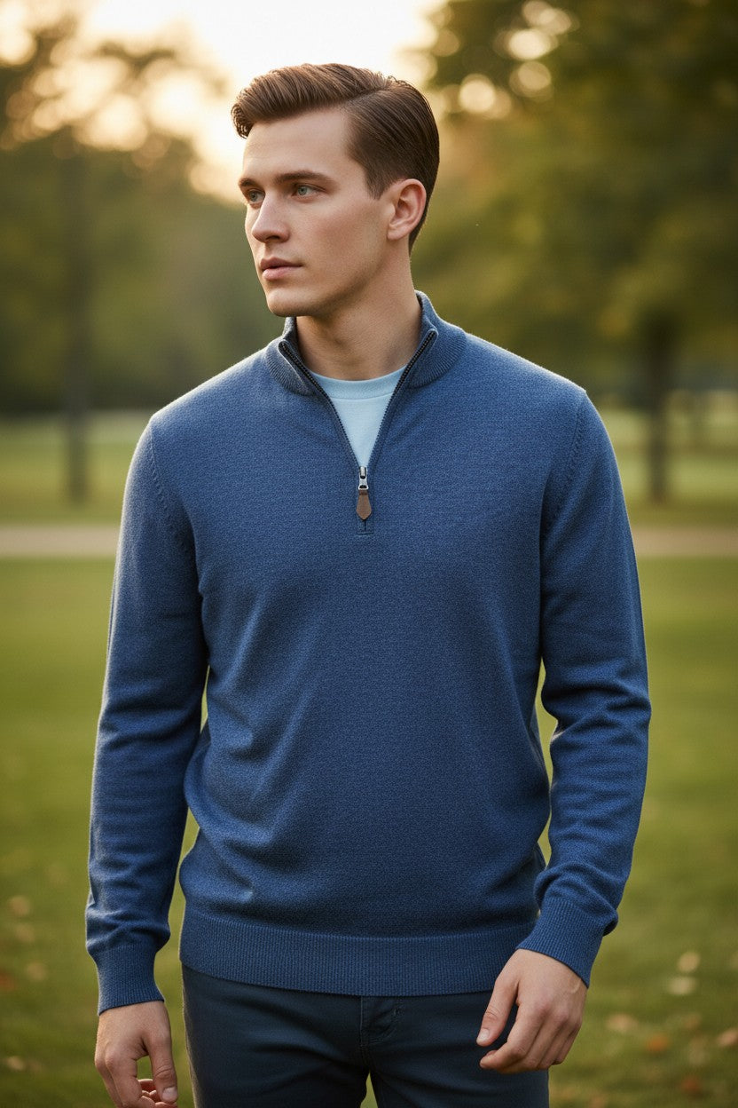 ALAN PAINE CAIRNS 1/4 ZIP SWEATER - WINDMERE