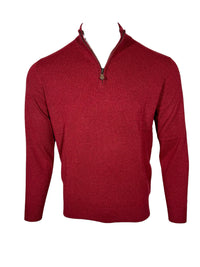 ALAN PAINE HANBURY CASHMERE 1/4 ZIP SWEATER - GARNET