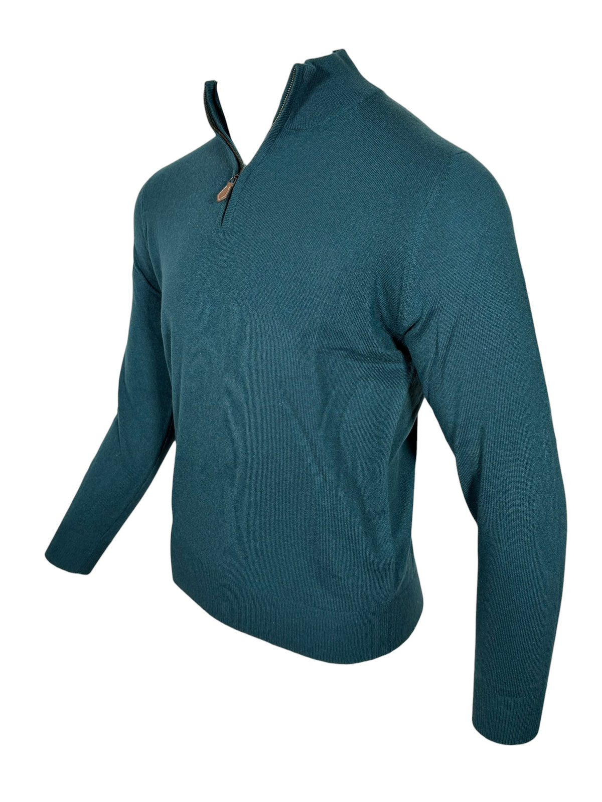 ALAN PAINE HANBURY CASHMERE 1/4 ZIP SWEATER - MALLARD