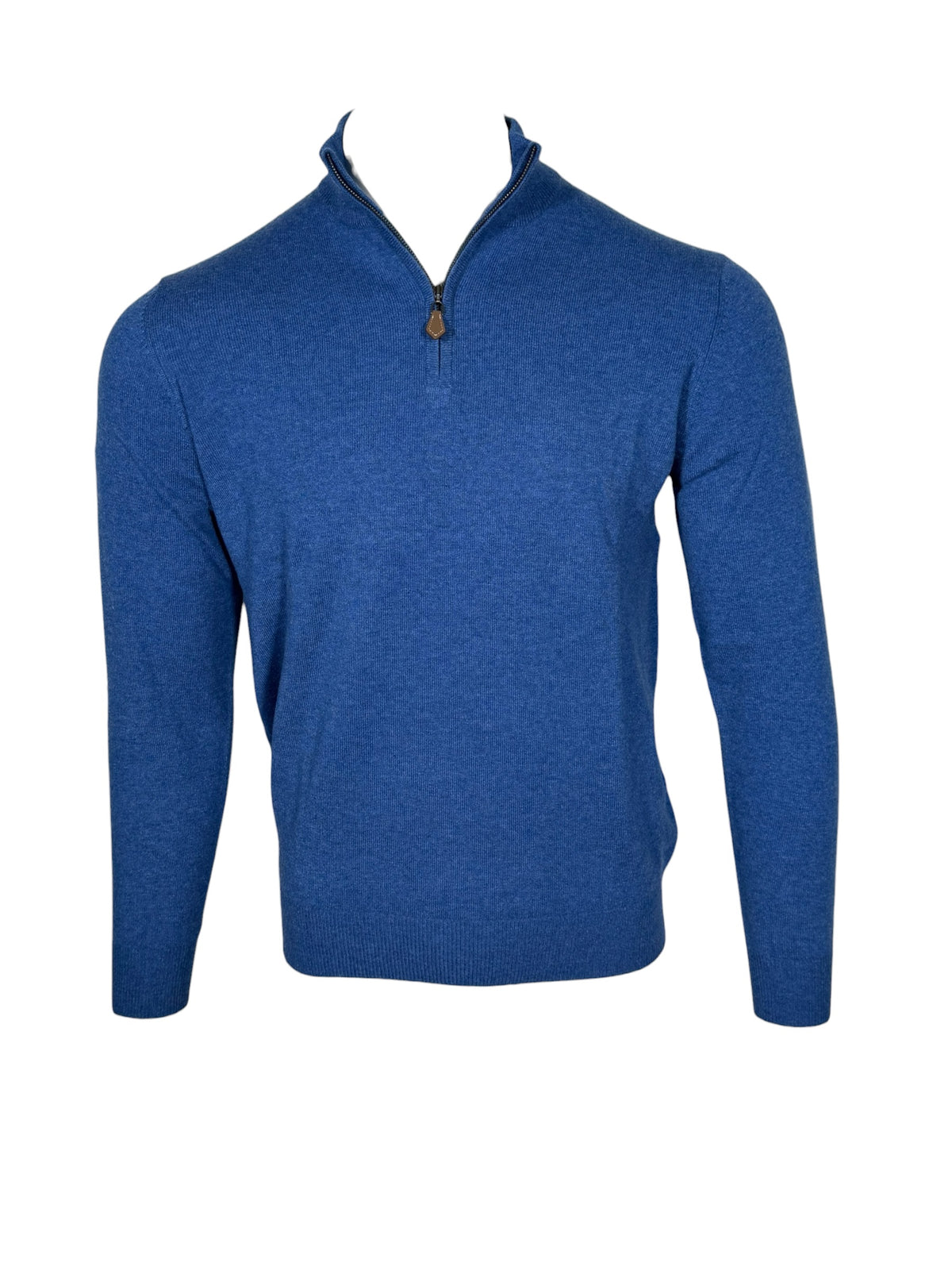ALAN PAINE HANBURY CASHMERE 1/4 ZIP SWEATER - DENIM