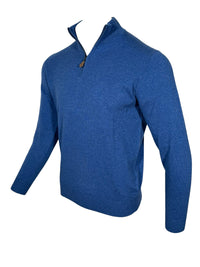 ALAN PAINE HANBURY CASHMERE 1/4 ZIP SWEATER - DENIM