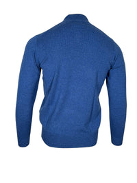 ALAN PAINE HANBURY CASHMERE 1/4 ZIP SWEATER - DENIM