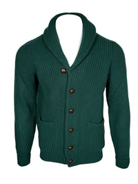 ALAN PAINE USWORTH SHAWL COLLAR CARDIGAN - TARTAN GREEN