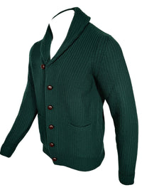 ALAN PAINE USWORTH SHAWL COLLAR CARDIGAN - TARTAN GREEN