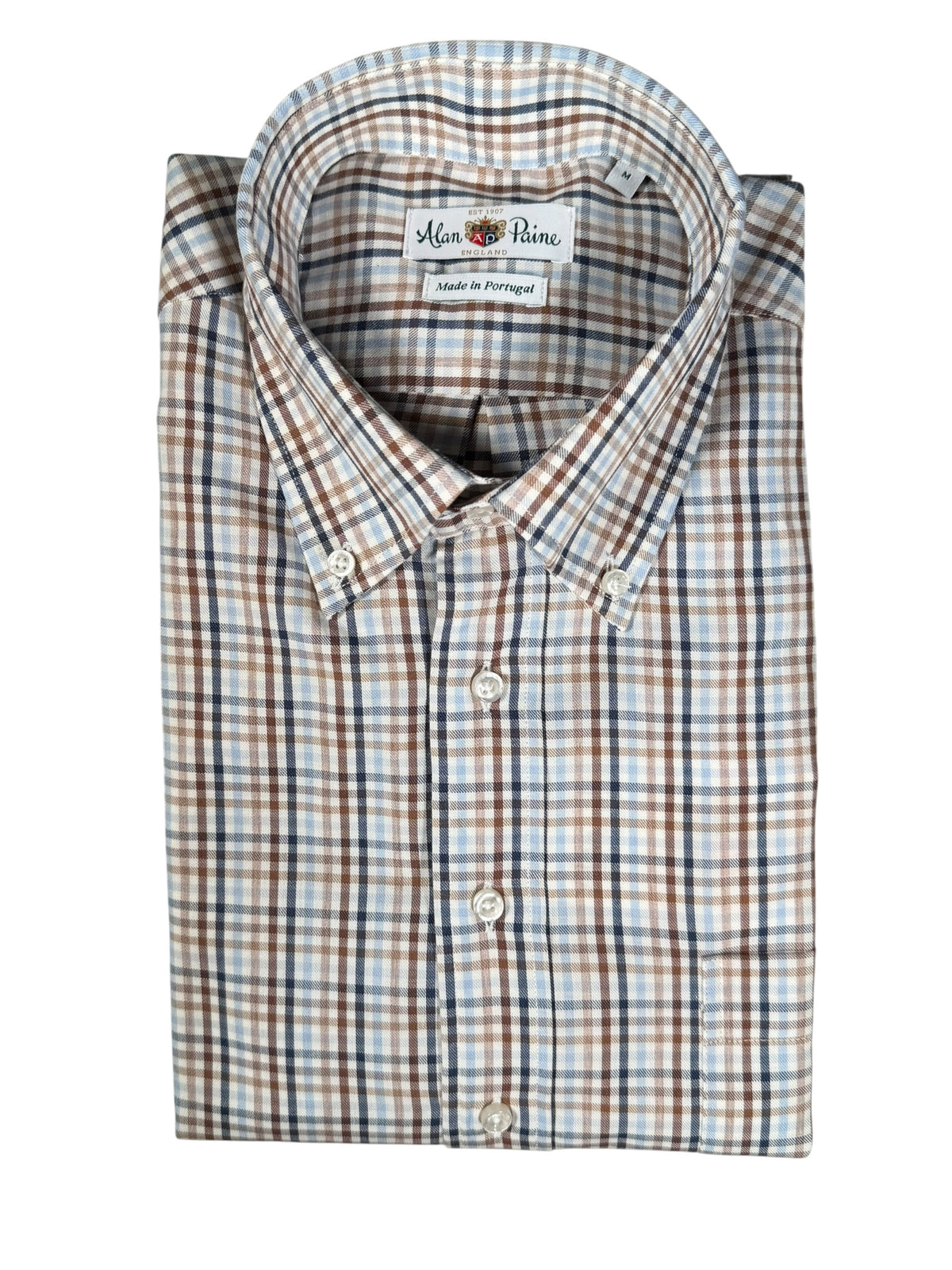 ALAN PAINE MIRFIELD SPORT SHIRT -  NAVY/BROWN/BLUE CHECK