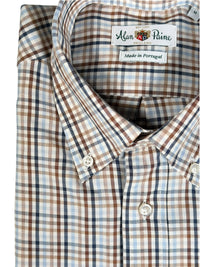 ALAN PAINE MIRFIELD SPORT SHIRT -  NAVY/BROWN/BLUE CHECK