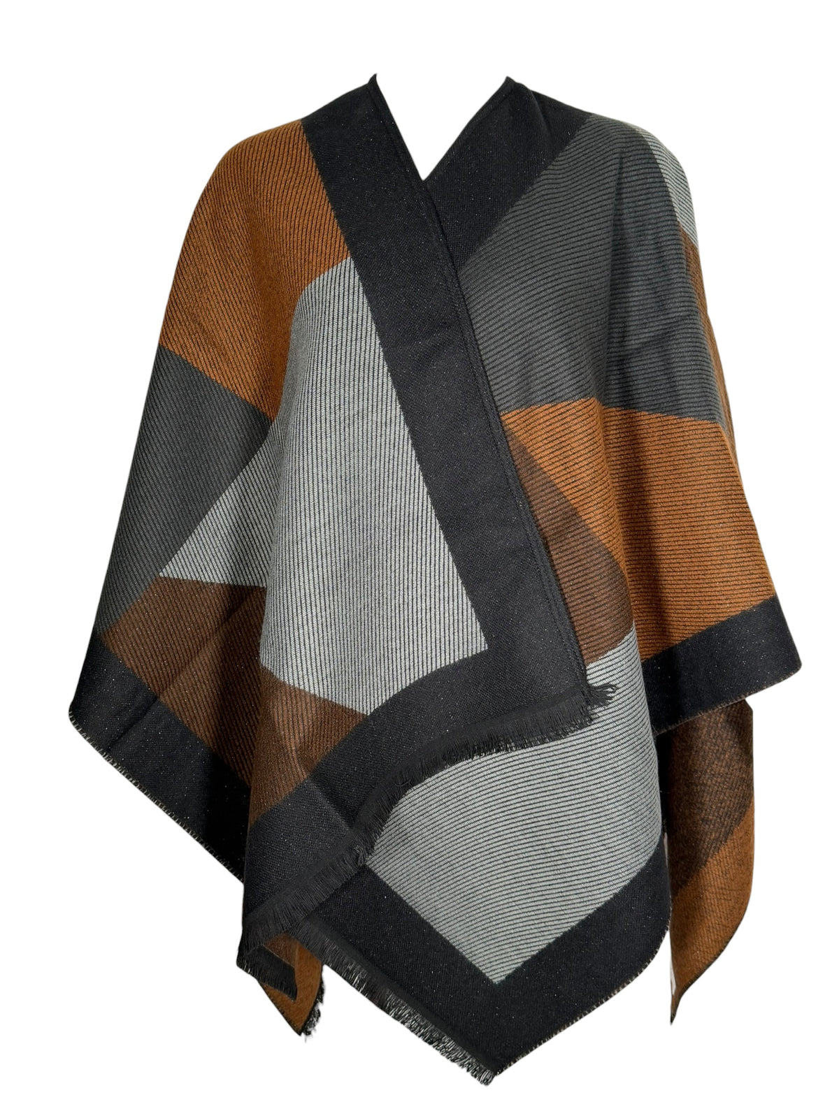 MAISON LUREX CAPE - GREY & BROWN