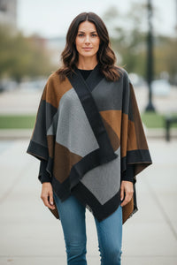 MAISON LUREX CAPE - GREY & BROWN