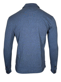 LEFT COAST TEE WALDPORT LONG-SLEEVE POLO SHIRT - BROWN/LIGHT BLUE MELANGE HERRINGBONE