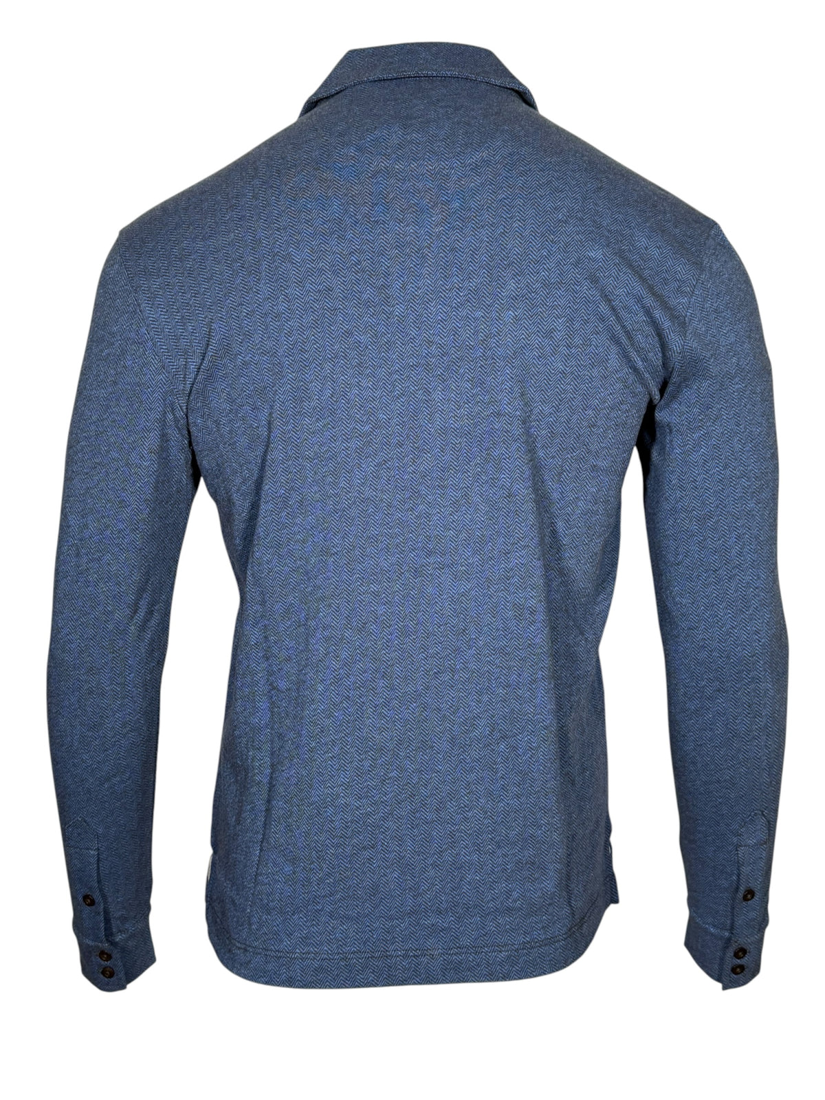 LEFT COAST TEE WALDPORT LONG-SLEEVE POLO SHIRT - BROWN/LIGHT BLUE MELANGE HERRINGBONE
