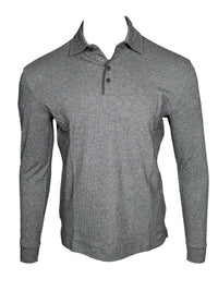 LEFT COAST TEE WALDPORT LONG-SLEEVE POLO SHIRT - GRAY/PEARL MELANGE HERRINGBONE