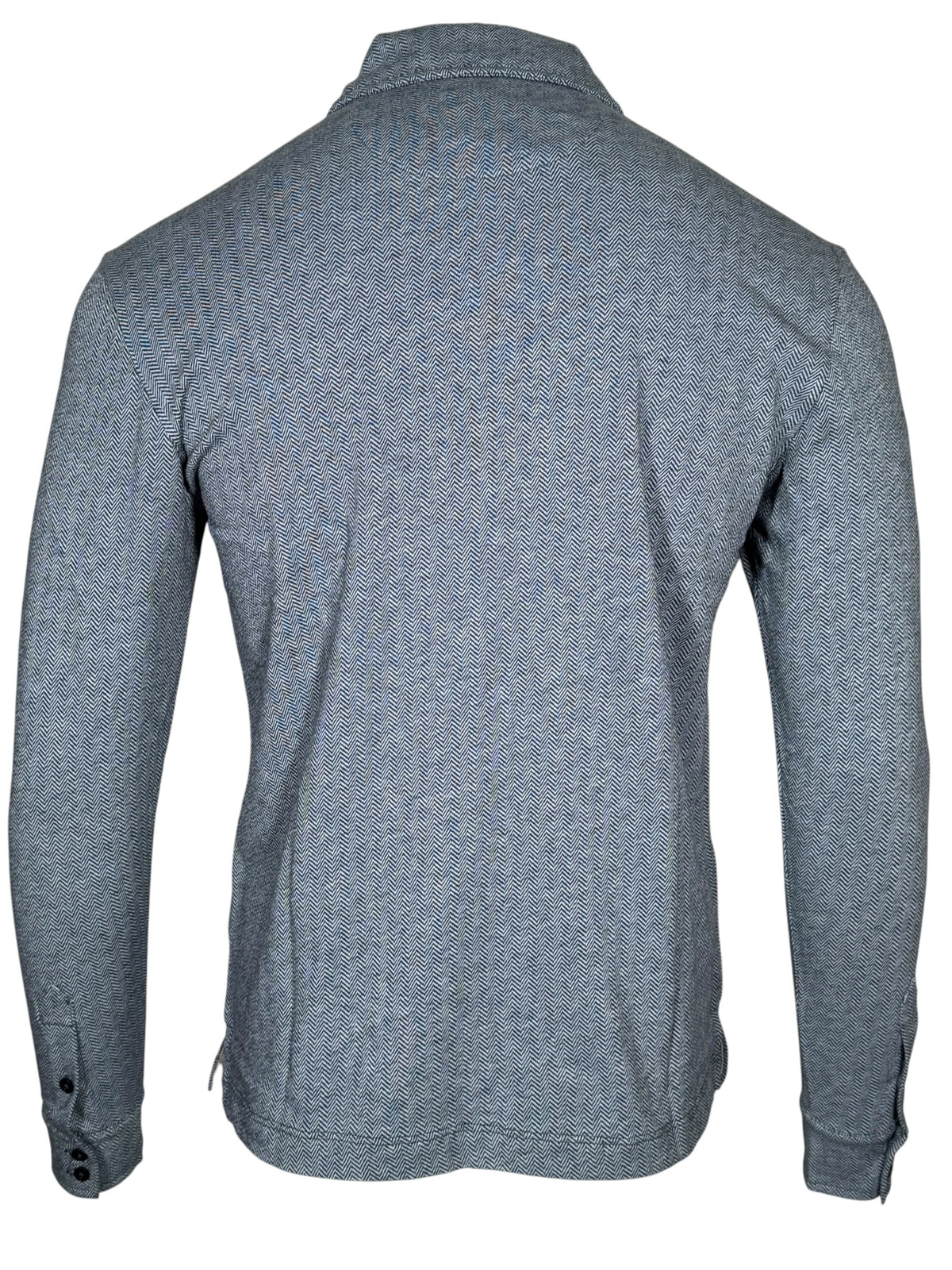 LEFT COAST TEE WALDPORT LONG-SLEEVE POLO SHIRT - NAVY/LIGHT BLUE MELANGE HERRINGBONE