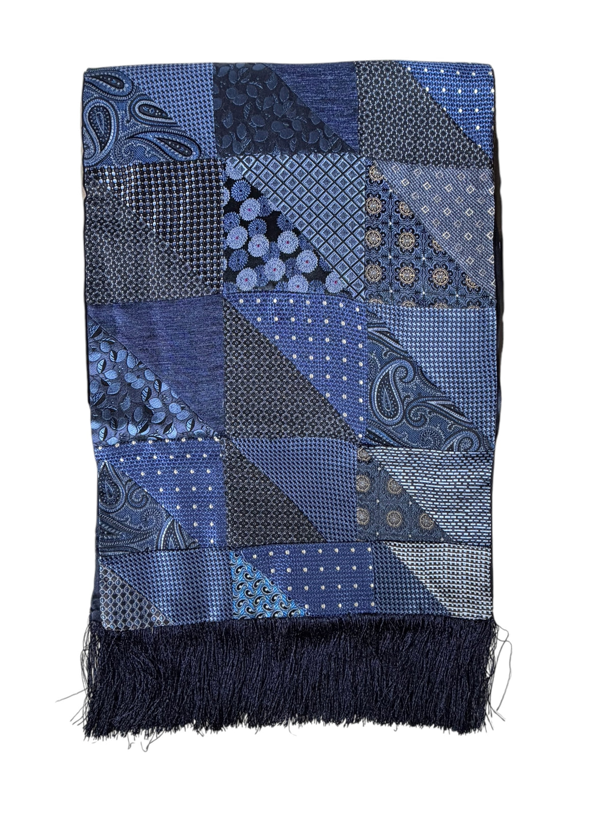 DION CUSTOM PATCHWORK SCARF - TONAL NAVY