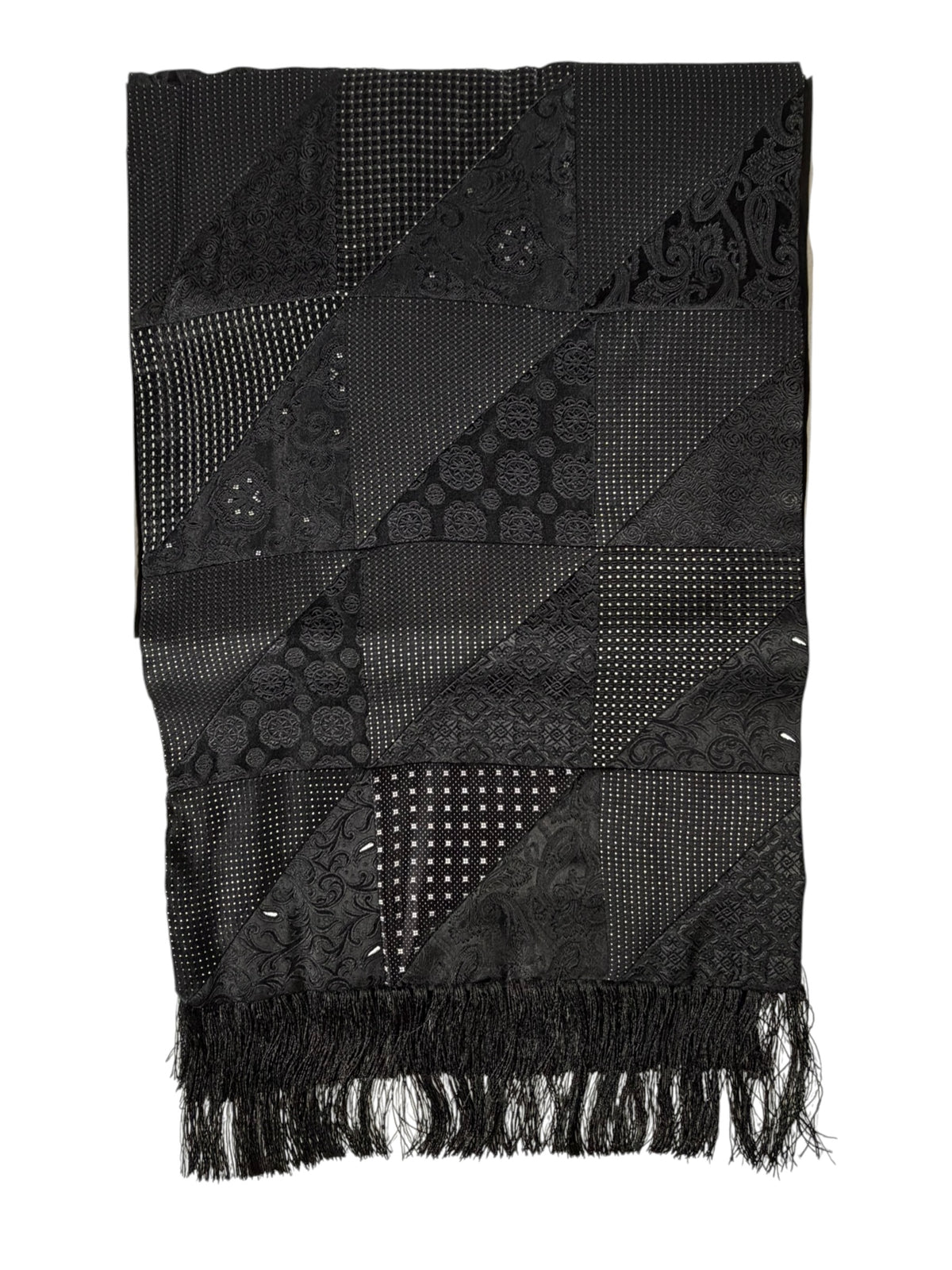 DION CUSTOM PATCHWORK SCARF - TONAL BLACK