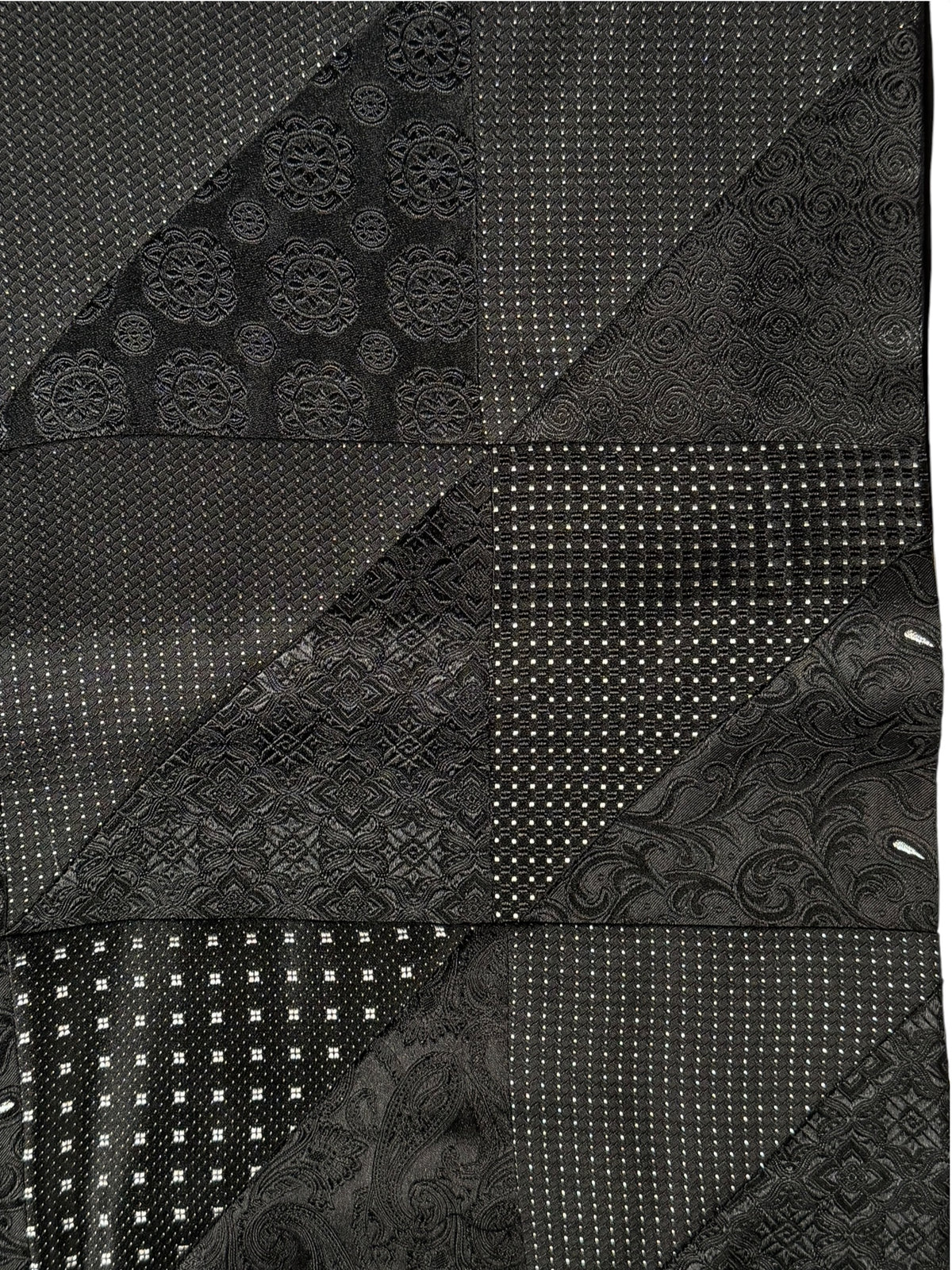 DION CUSTOM PATCHWORK SCARF - TONAL BLACK