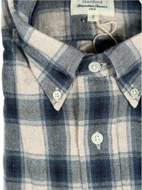 HARTFORD MEN'S COTTON HERRINGBONE OMBRÉ FLANNEL SHIRT - NATURAL & BLUE