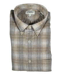 HARTFORD MEN'S COTTON BRUSHED PLAID SHIRT - NATURAL