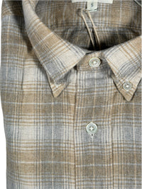 HARTFORD MEN'S COTTON BRUSHED PLAID SHIRT - NATURAL