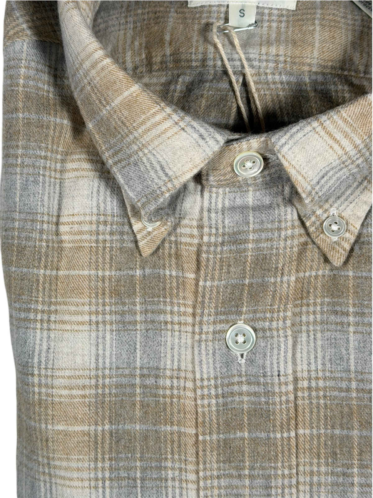HARTFORD MEN'S COTTON BRUSHED PLAID SHIRT - NATURAL