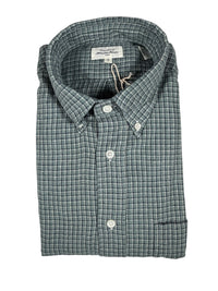 HARTFORD MEN'S COTTON BRUSHED FLANNEL SHIRT - GREEN SHADOW CHECK