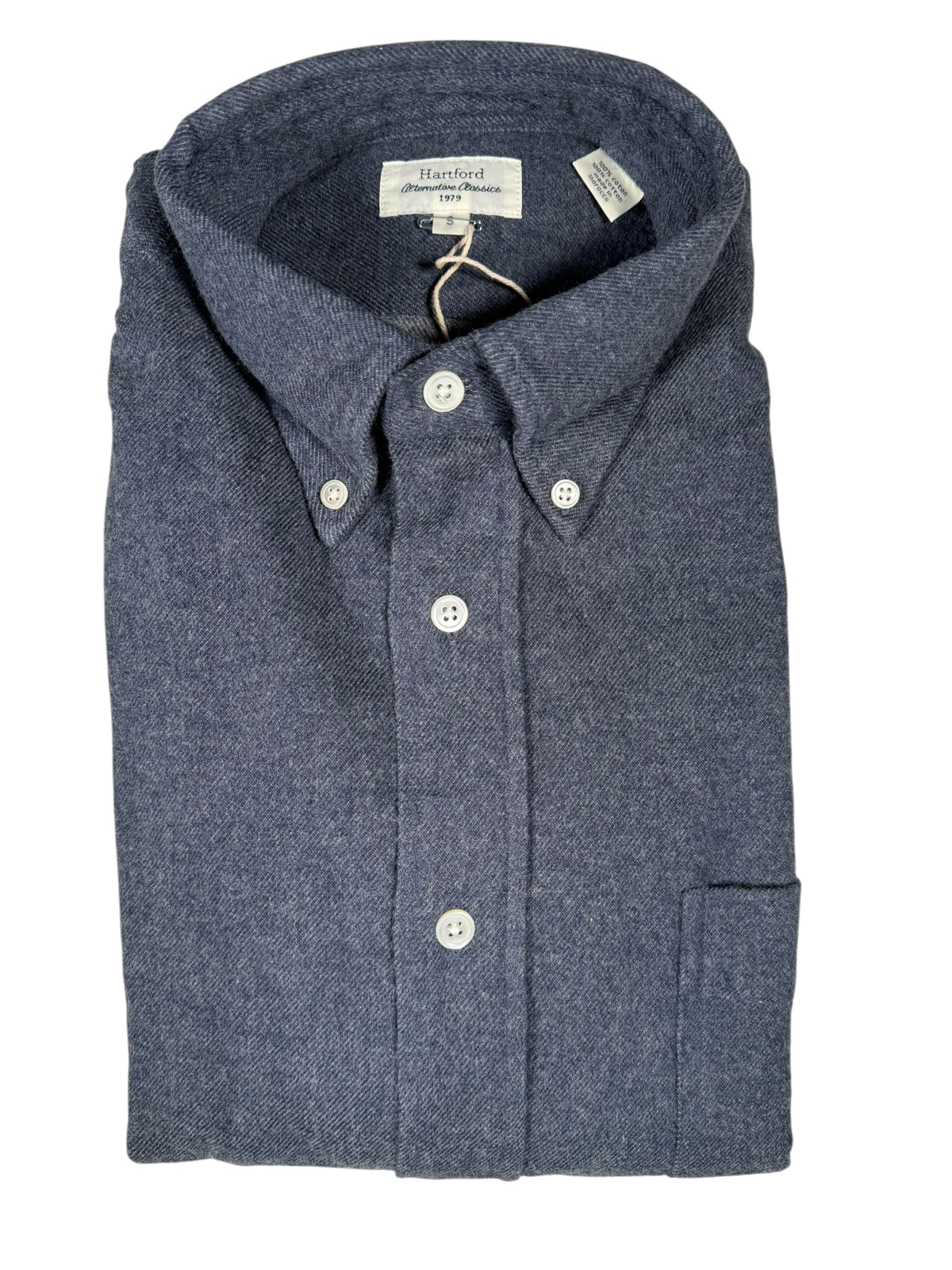 HARTFORD MEN'S COTTON DOUBLE FACE SHIRT - NAVY