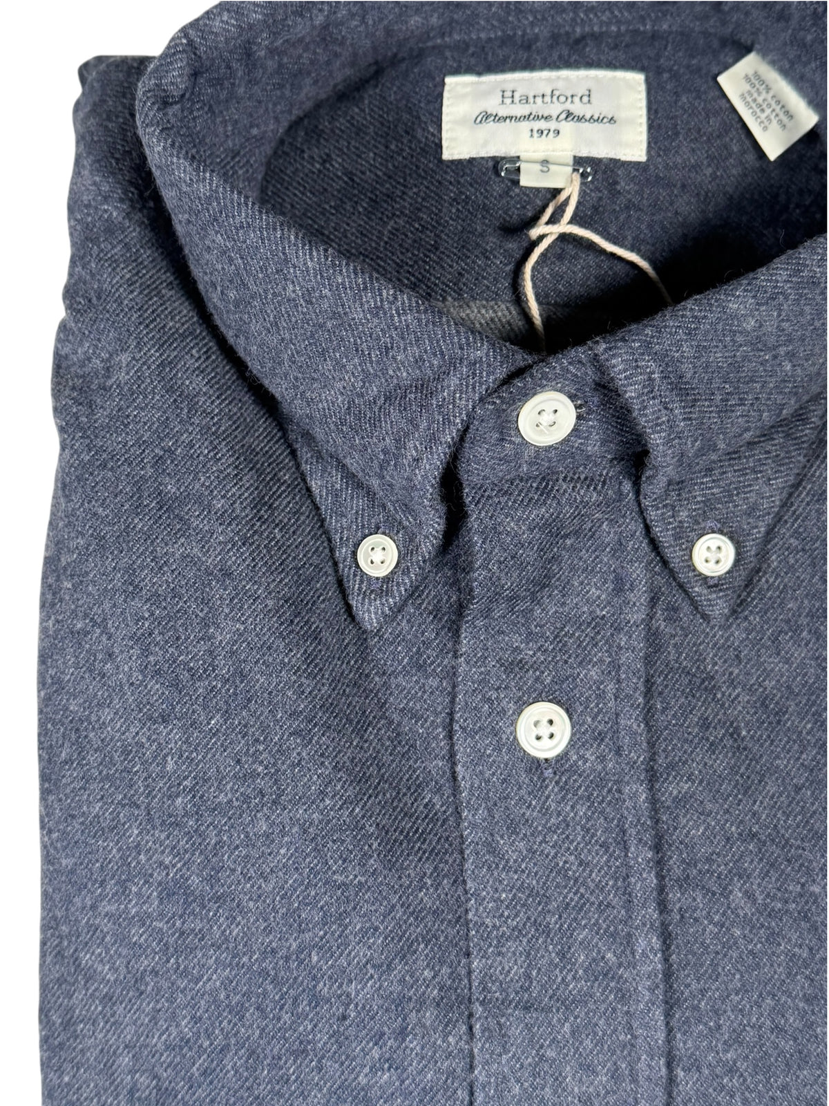 HARTFORD MEN'S COTTON DOUBLE FACE SHIRT - NAVY