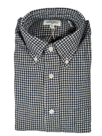 HARTFORD MEN'S COTTON BRUSHED GINGHAM SHIRT - NAVY