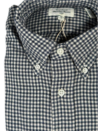 HARTFORD MEN'S COTTON BRUSHED GINGHAM SHIRT - NAVY