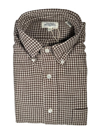 HARTFORD MEN'S COTTON BRUSHED GINGHAM SHIRT - CHOCOLATE