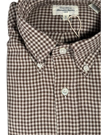 HARTFORD MEN'S COTTON BRUSHED GINGHAM SHIRT - CHOCOLATE