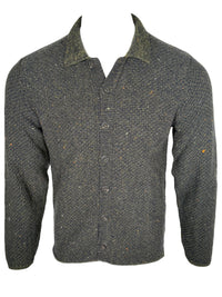 INIS MEAIN BREIDIN BUTTON FRONT OVERSHIRT CARDIGAN - GREEN MIX