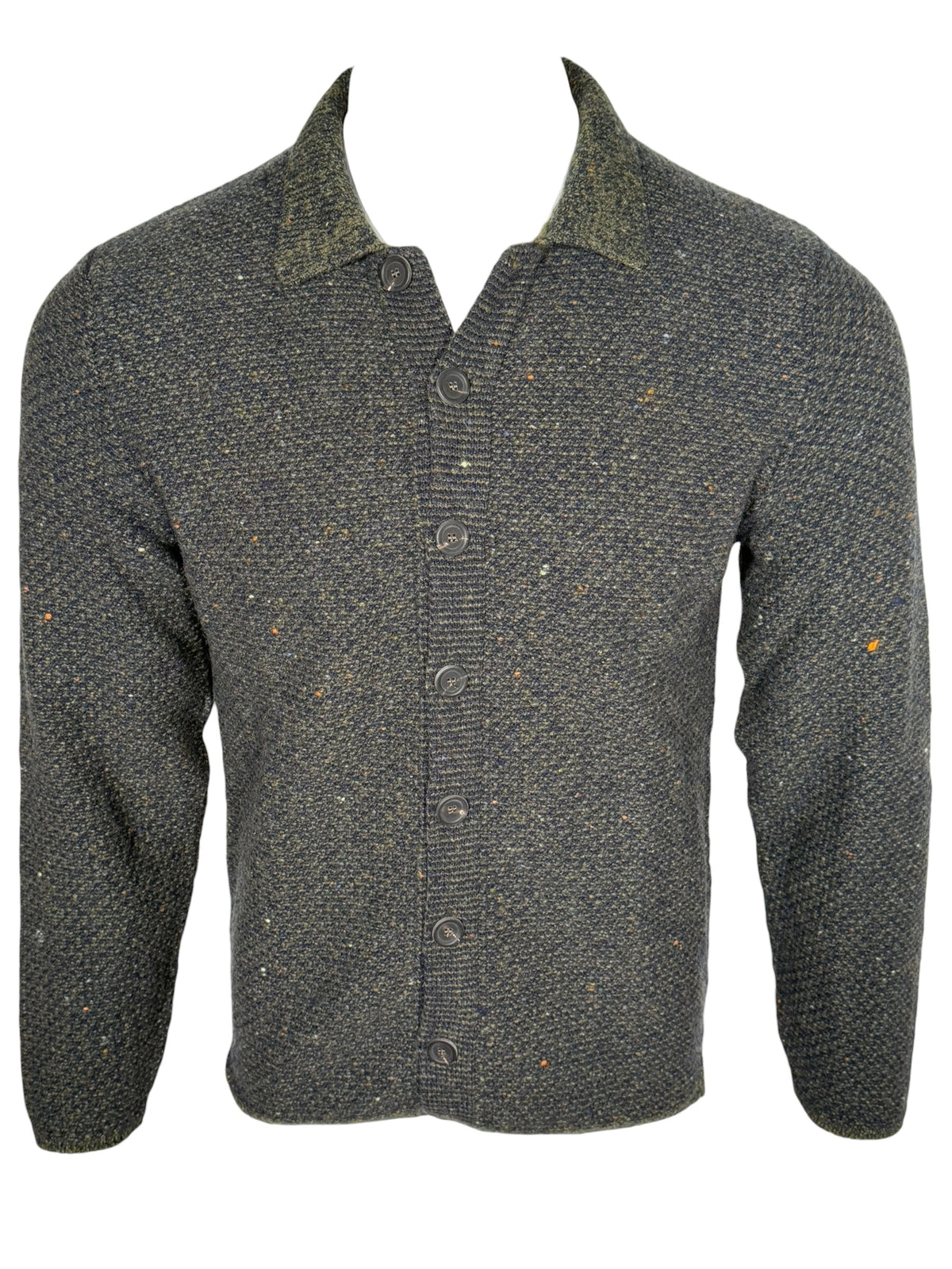 INIS MEAIN BREIDIN BUTTON FRONT OVERSHIRT CARDIGAN - GREEN MIX