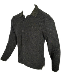 INIS MEAIN BREIDIN BUTTON FRONT OVERSHIRT CARDIGAN - GREEN MIX