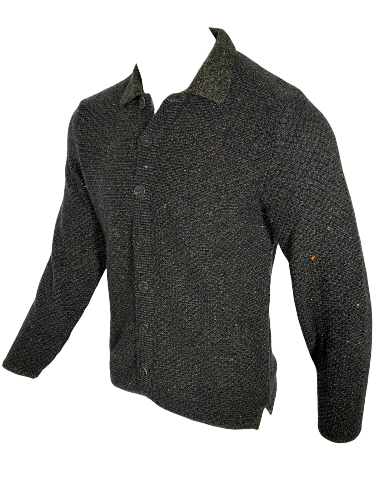 INIS MEAIN BREIDIN BUTTON FRONT OVERSHIRT CARDIGAN - GREEN MIX