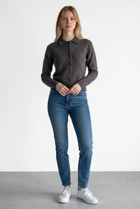 0039 ITALY BUTTON CARDIGAN - DARK TAUPE