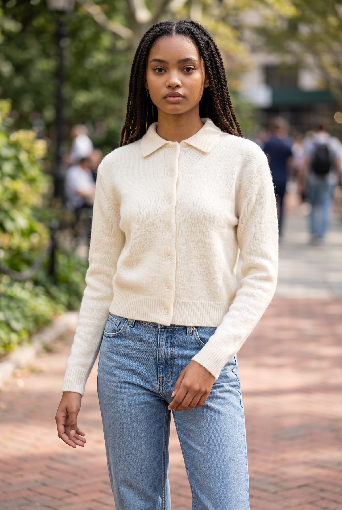 0039 ITALY BUTTON CARDIGAN - IVORY