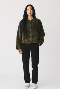 0039 ITALY PLUSH JACKET - OLIVE