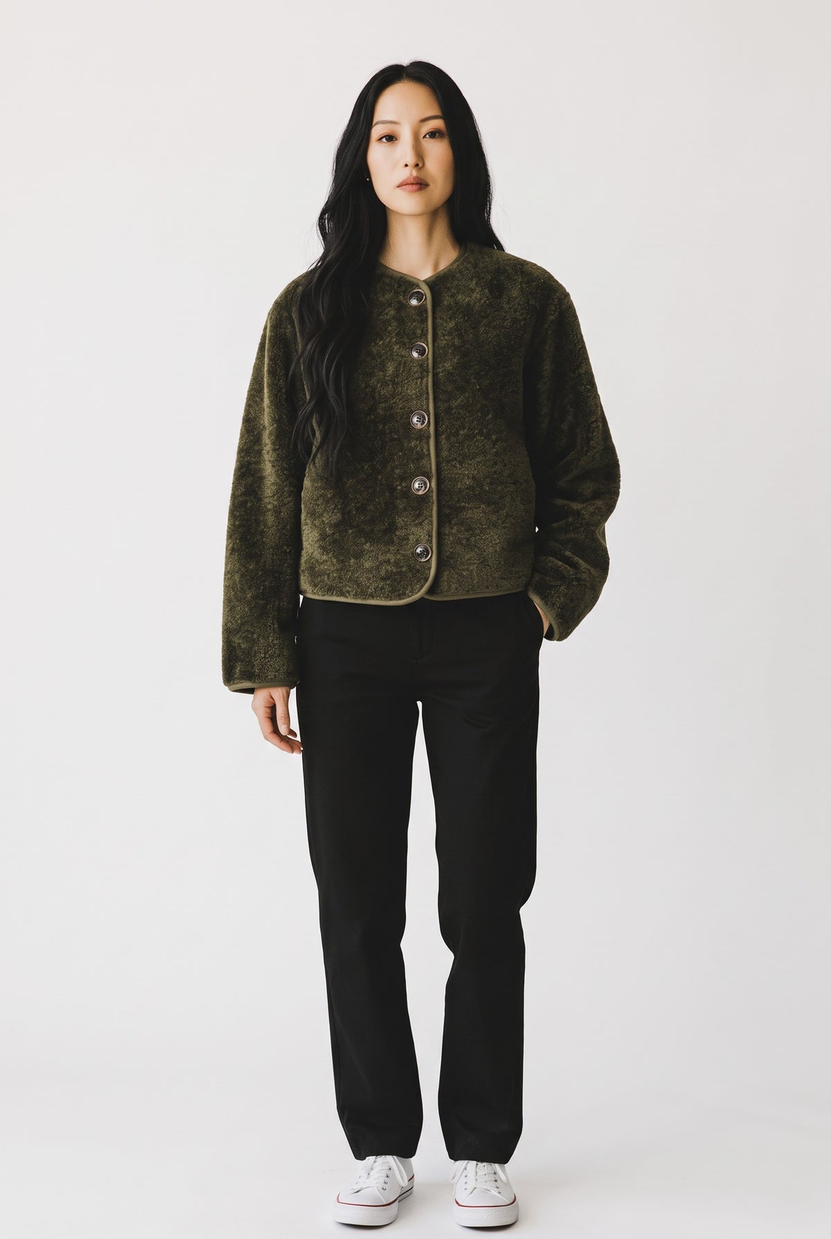 0039 ITALY PLUSH JACKET - OLIVE