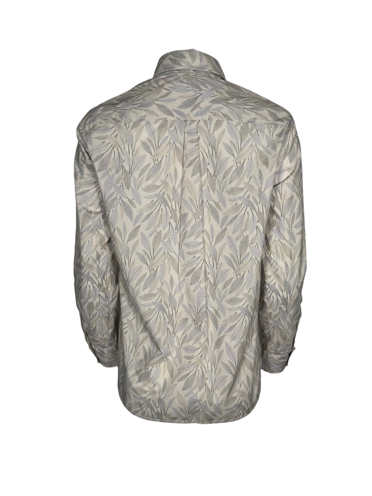 0039 ITALY LEAF PRINT BLOUSE - GREY/LIGHT BLUE