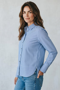 0039 ITALY STRIPE BLOUSE - LIGHT BLUE