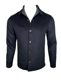 MANTO - DOUBLE FACE CASHMERE SHIRT JACKET - NAVY WITH GREY