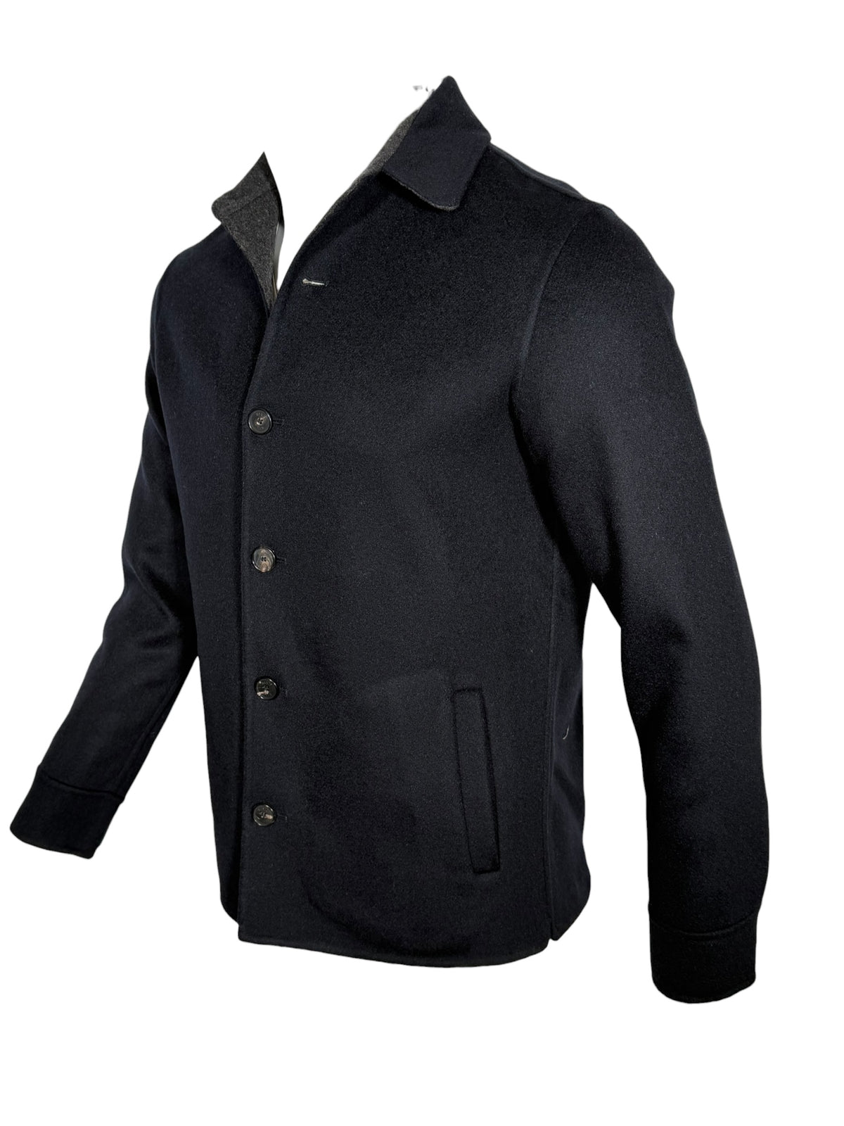 MANTO - DOUBLE FACE CASHMERE SHIRT JACKET - NAVY WITH GREY