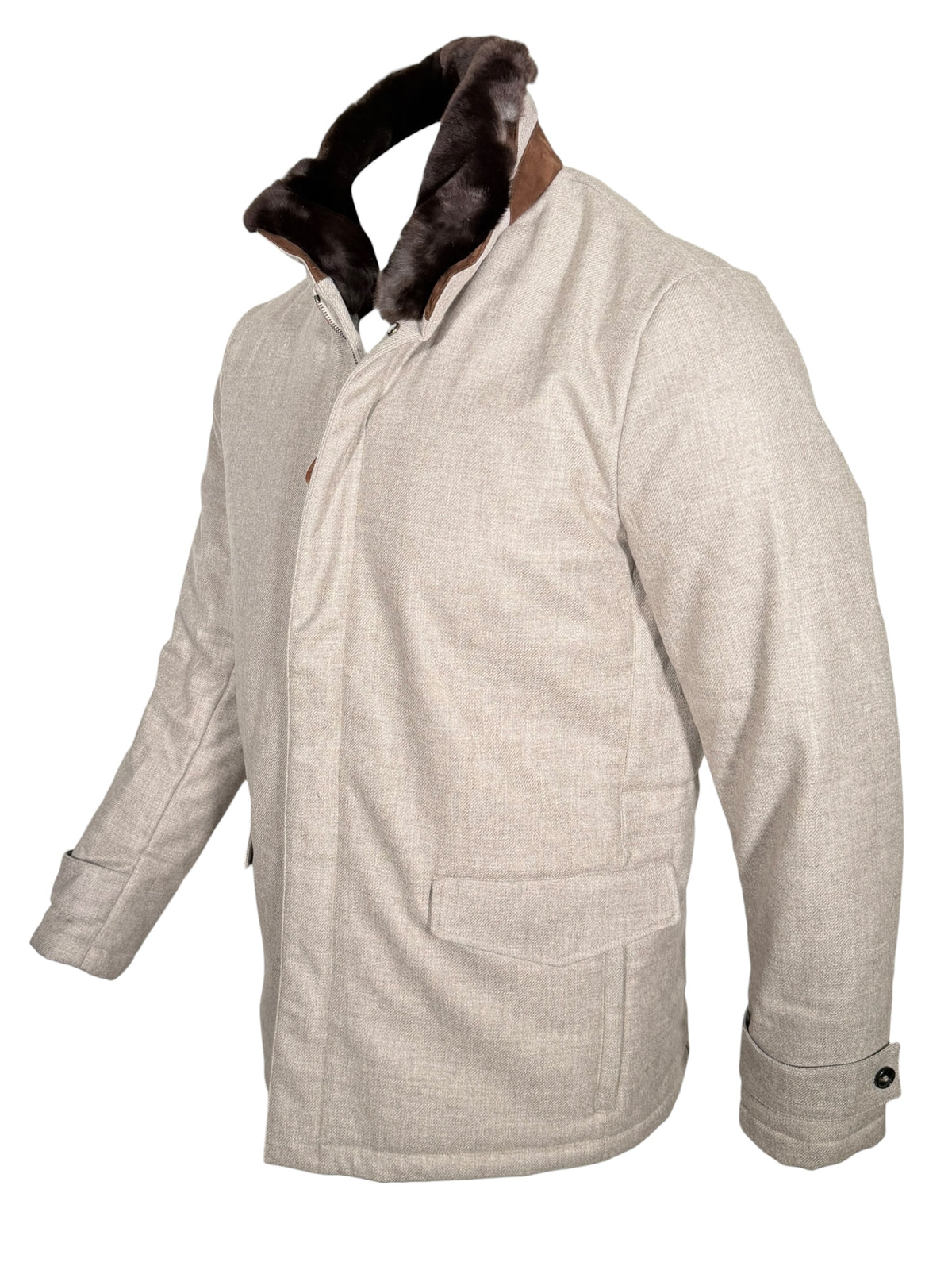 MANTO - LORO PIANA STORM SYSTEM WOOL-CASH COAT - LIGHT GREY