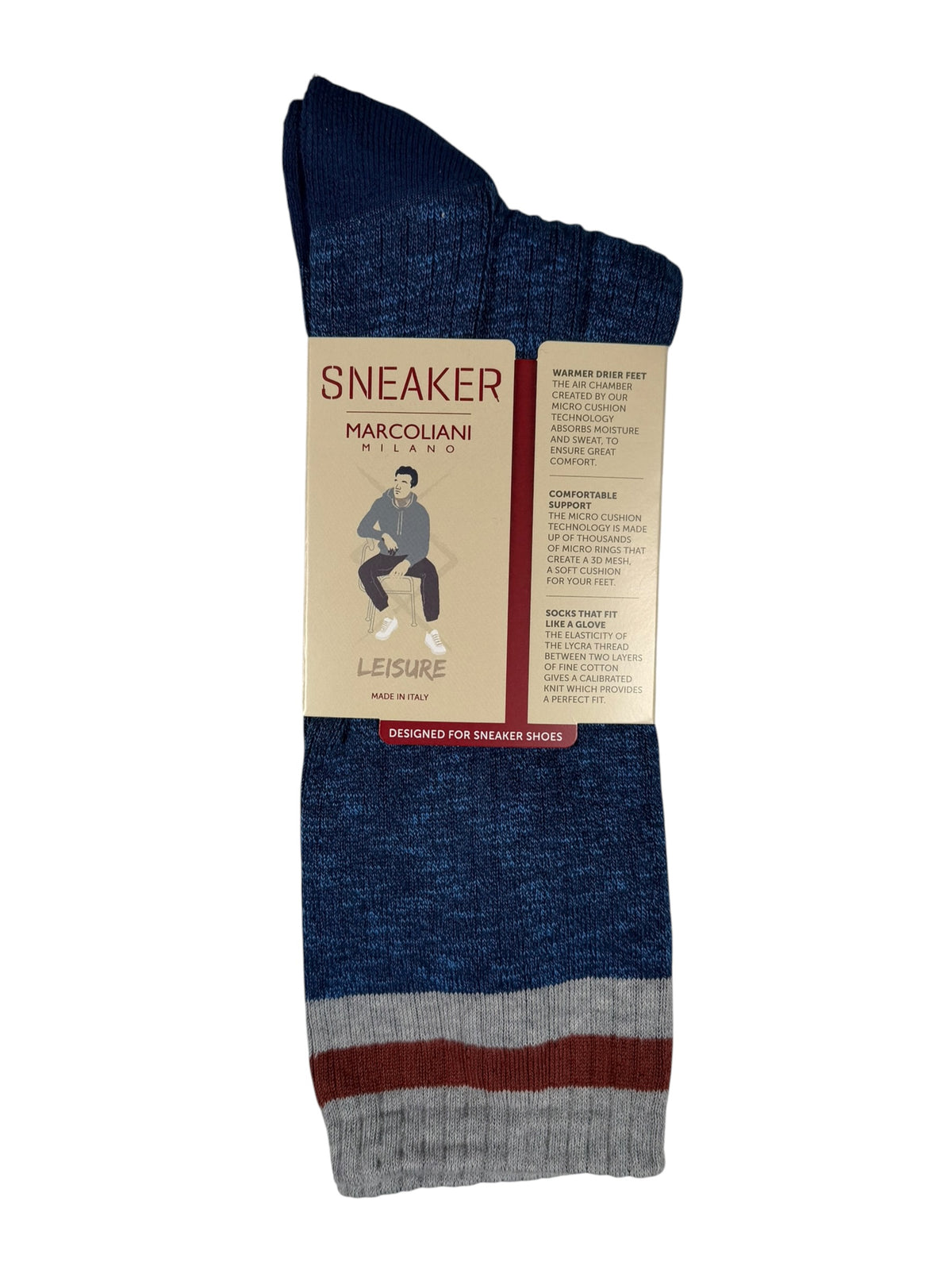 MARCOLIANI SIMPLE STRIPE SNEAKER SOCK - BLUE