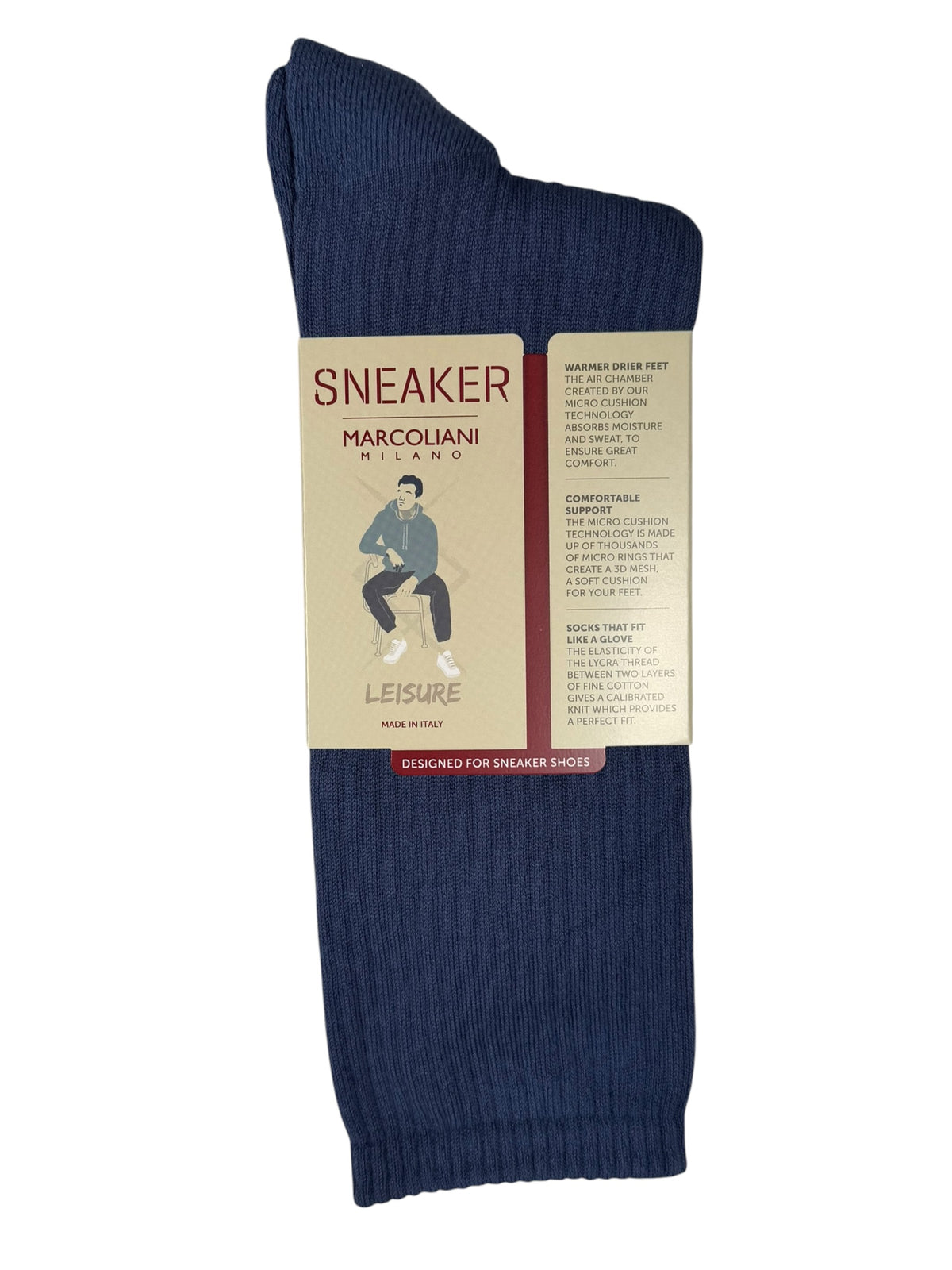 MARCOLIANI PIMA ONE TONE COTTON CALF SOCK - AVIO
