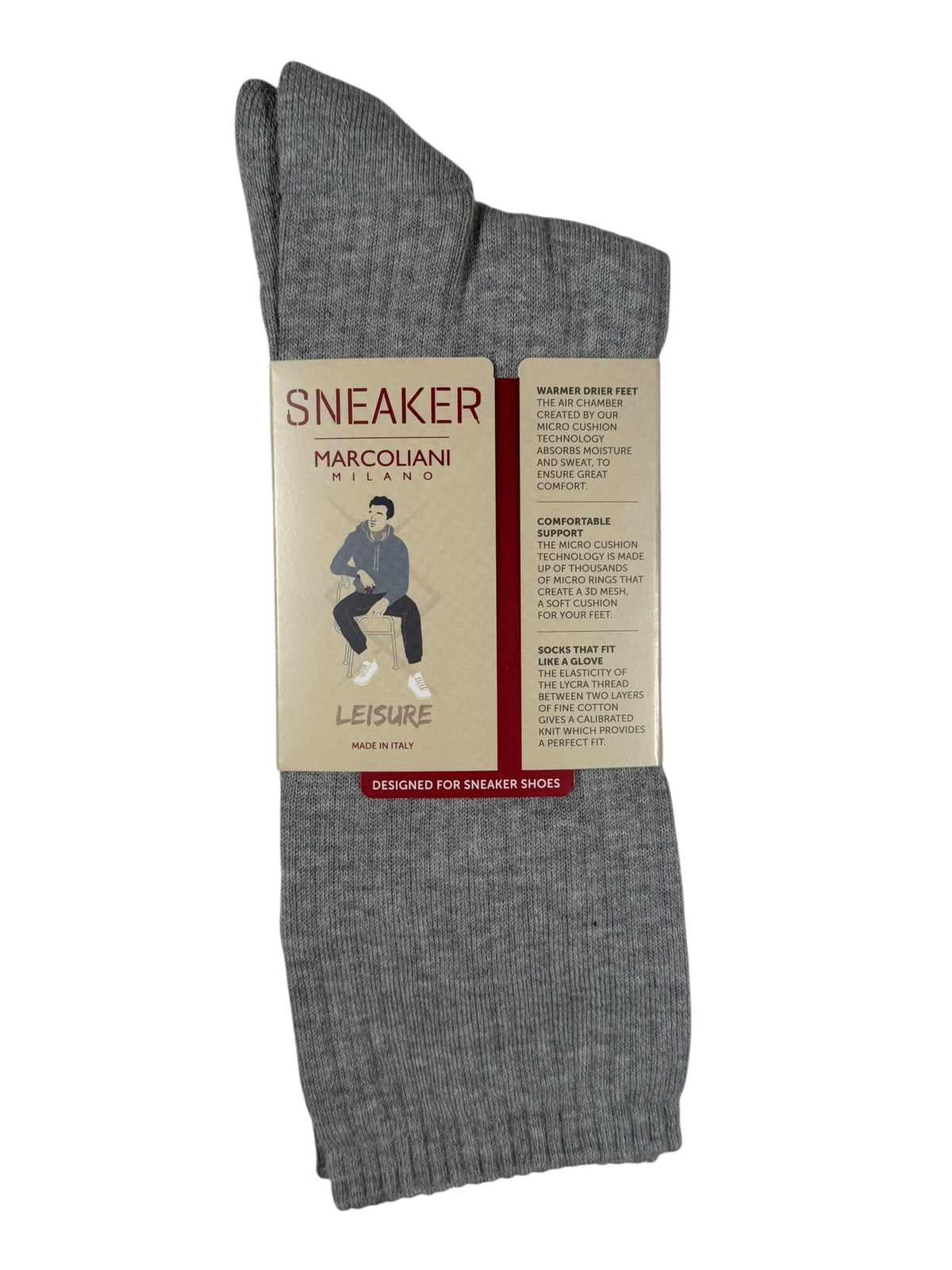 MARCOLIANI PIMA ONE TONE COTTON CALF SOCK - PEARL